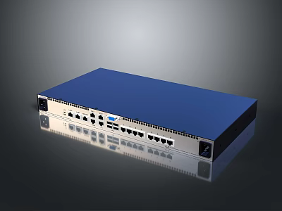 Blue Network Switch Featuring Modern Design Multiple Ports And Metallic Finish 3d model