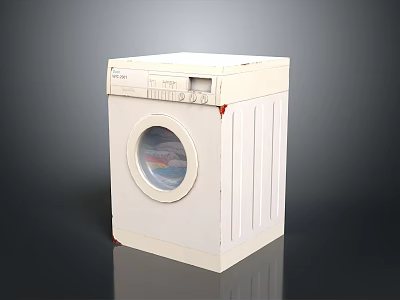 Modern White Electric Washing Machine With Control Panel And Viewing Window 3d model