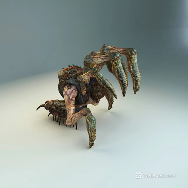 Fierce Game Movie Monster Character With Multiple Clawed Limbs And Mechanical Biological Design 3d model 