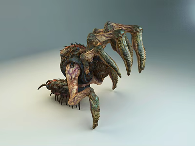 Fierce Game Movie Monster Character With Multiple Clawed Limbs And Mechanical Biological Design 3d model