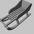 Traditional Red Wooden Sled With Decorative Patterns And Curved Wooden Runners