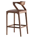 Wooden Bar Stools With High Back Leather Seat And Modern Design Features