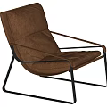 Modern Brown Leather Leisure Chair With Black Metal Frame And Stylish Comfortable Design
