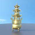 Elegant Golden Pagoda Style Multi Tiered Decorative Ornament For Home Decor