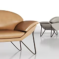 Modern Metallic Leather Single Sofa Combination 3d model