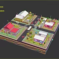 Detailed Miniature City Model With Colorful Buildings Roads Vehicles Trees And Street Lamps