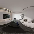 Modern Style Bedroom Interior With White Bed Wardrobe And Soft Lighting 3d model