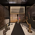 Traditional Japanese Garden Landscape With Bamboo Plants Stone Arrangements And Serene Pathway