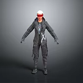 Tactical Character In Black Uniform With White Hat And Red Goggles