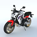 Stylish Modern Sport Motorcycle With White Red Blue Body Black Seat And Golden Wheels
