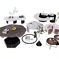 Modern Coffee Tables With Marble Tops Round Square Hexagonal Designs And Decorative Items 3d model