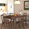 Retro Solid Wood Dining Table And Chairs Set For Cozy Home Dining Room Decoration