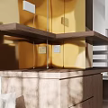Open Plan Modern Living And Dining Space With Wood Furniture And Elegant Golden Decor Details