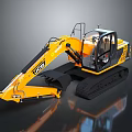 Yellow VCE Brand Modern Excavator With Black Tracks And Glass Cab