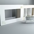 Minimalist Decorative Ornament Set White Open Box Display Silver Cylindrical Textured Design