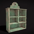 Vintage Style Teal Wall Mounted Storage Shelf With Distressed Finish Multiple Compartments And Scalloped Top