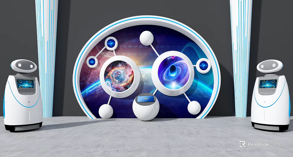 Smart Machine With Circular Tech Interface Digital Displays And Data Visualizations 3d model 