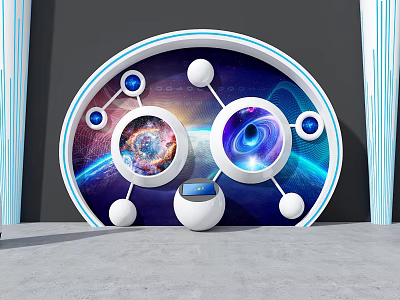 Smart Machine With Circular Tech Interface Digital Displays And Data Visualizations 3d model