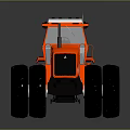 Red Tractor Design Featuring Large Tires White Roof And Black Components