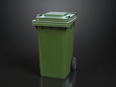 Durable Green Wheeled Plastic Waste Bin With Secure Lid For Outdoor Home And Commercial Use 3d model