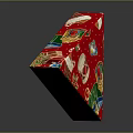 Red Triangular Decorative Ornament Combination with Christmas Gift Boxes and Tree Patterns