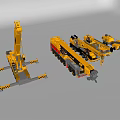 Yellow Crane Functional Vehicles Displaying Various Sizes And Detailed Models 3d model