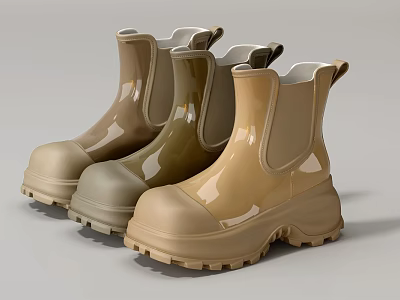 Stylish Chunky Sole Ankle Boots In Brown Green And Beige Shiny Finish Design 3d model Stylish Chunky Sole Ankle Boots In Brown Green And Beige Shiny Finish Design 3d model