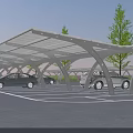 Modern Carport Canopy Design For Parking Lot With Parked Cars And Trees