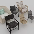 Accent Chairs With Various Designs Rattan Metal Frames And Comfortable Cushions
