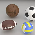 Various Sports Equipment Balls Including Basketball Soccer Ball Football And Volleyball