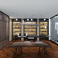 Modern Basement Interior Design With Glass Walls Zen Garden Gray Armchairs And Wooden Flooring