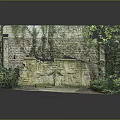Park Landscape Featuring Ivy Covered Stone Wall Stone Steps Flagstone Path And Lush Greenery