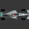 White Light Blue Formula 1 Race Car with Petronas Sponsorship Aerodynamic Design
