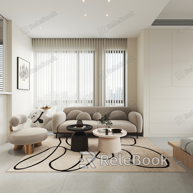 Cream Bachelor Apartment Modern Apartment model