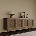 Elegant Retro Entryway Side Cabinet With Artistic Patterned Panels And Practical Storage Display Function