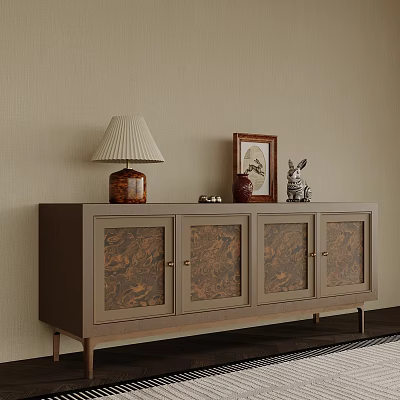 Elegant Retro Entryway Side Cabinet With Artistic Patterned Panels And Practical Storage Display Function 3d model