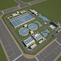 Aerial View Of Industrial Plant With Large Buildings Circular Water Tanks Roads Parking Lot And Ponds