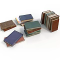 Contemporary Bookshelf Display With Stacked Assorted Books And Classic Covers