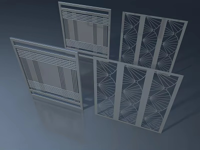 Multiple Modern Hinged Door Designs With Intricate Geometric Patterns And Grilles 3d model