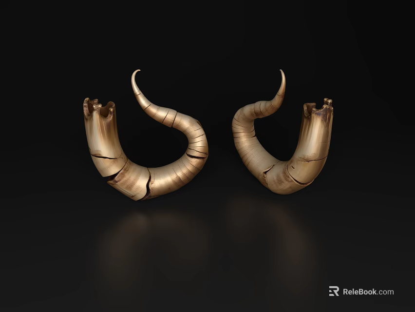 Golden Curved Ornament Decor Set With Textured Cracked Design On Black Background 3d model 