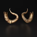 Golden Curved Ornament Decor Set With Textured Cracked Design On Black Background