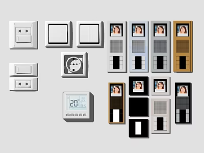 Modern Home Doorbell Designs With Various Styles And Visual Display Features 3d model