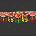 Vibrant Traditional Decorative Ornament Set With Circular Patterns Colorful Tassels And Red Yellow Green Accents