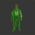 Bearded Man Wearing Red Turban and Traditional Clothing with Walking Stick and Bag