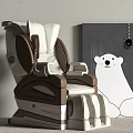 Modern White And Brown Massage Chair Next To Picture With Polar Bear And Spider