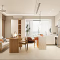 Modern Apartment Open Kitchen Interior Design With Island Counter Cabinets And Appliances