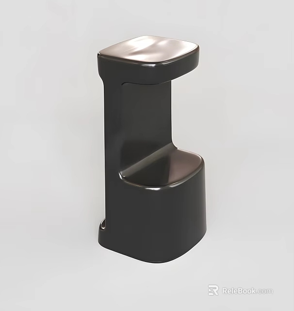 Stylish Black Modern Stool Featuring Sleek Smooth Surface And Stable Ergonomic Design Structure 3d model 