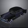 Vintage Classic Black Car With Blue Reflective Finish Chrome Details And White Wall Tires