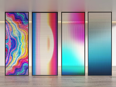 Colorful Room Dividers With Gradient Patterns And Textured Designs For Interior Design 3d model