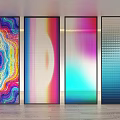 Colorful Room Dividers With Gradient Patterns And Textured Designs For Interior Design 3d model